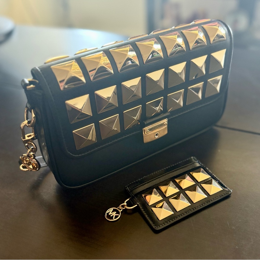 Black and Gold Studded Michael Kors Bag